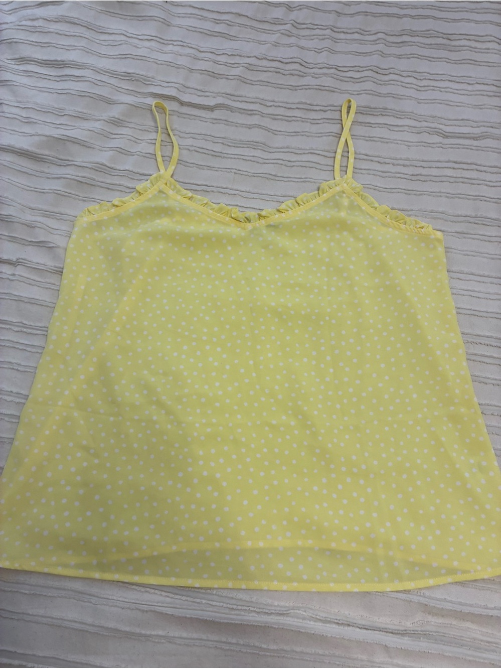 Yellow Polka Dot Spaghetti Strap Tank Top by 41 Hawthorn size large cute cami